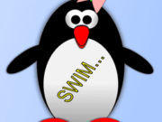 Esther the penguin. Learn to swim.